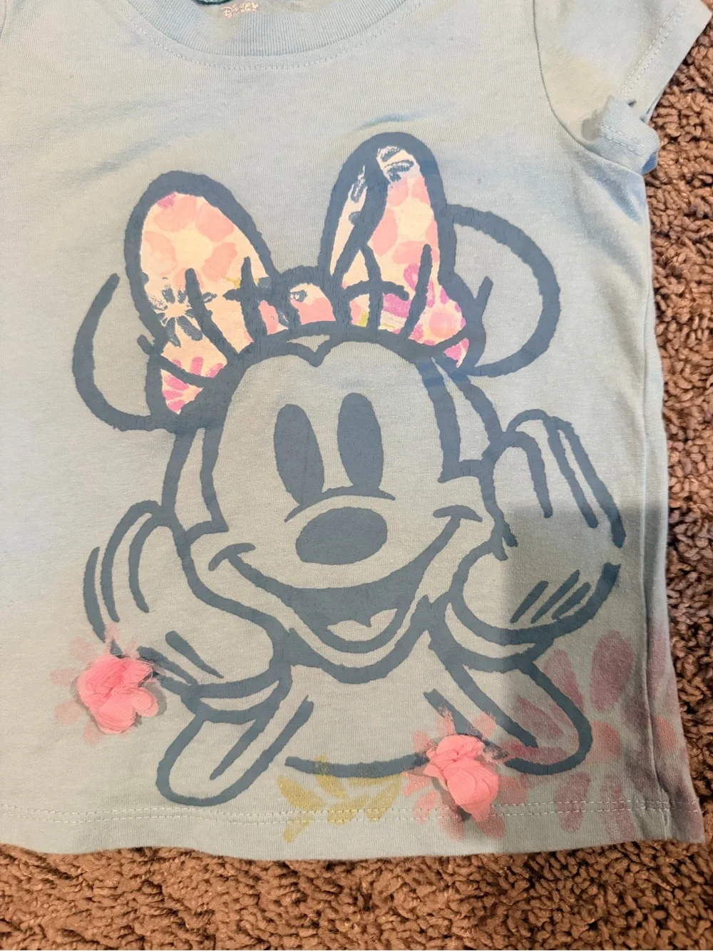Disney Light Blue Minnie Mouse Floral Tee - Kids